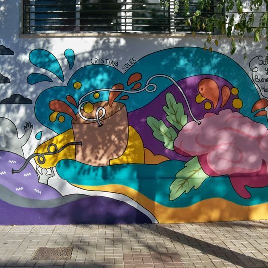 Mural que visibiliza uno de los objetivos de desarrollo sostenible: Bienestar y salud mental. Constituyó la participación de la artista en el II Concurso de Arte Urbano: En movimiento por tu barrio 2022, donde obtuvo el primer premio.