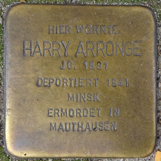Stolperstein dedicated to Harry Arronge