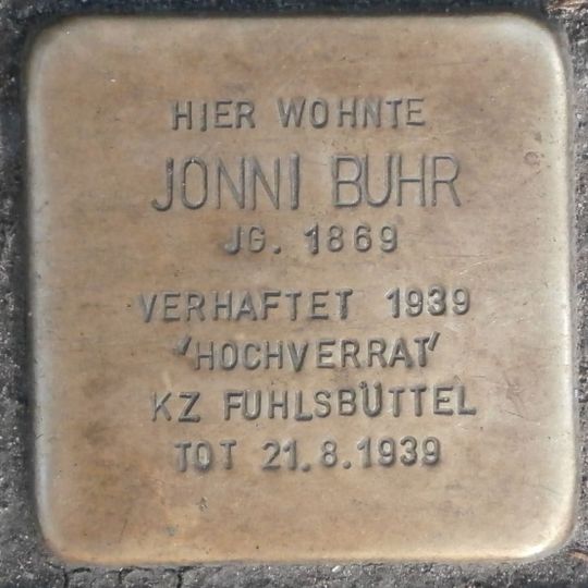 Stolperstein en memoria de Jonni Buhr