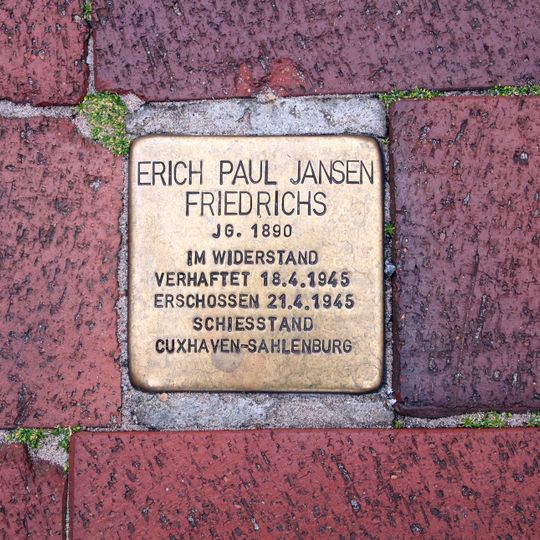 Stolperstein dedicated to Erich Paul Jansen Friedrichs