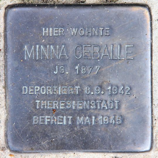 Stolperstein dedicated to Minna Geballe