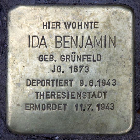Stolperstein dedicated to Ida Benjamin