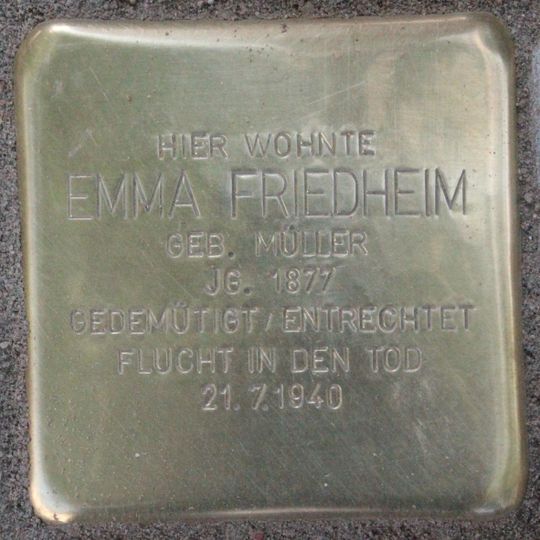 Stolperstein dedicated to Emma Friedheim