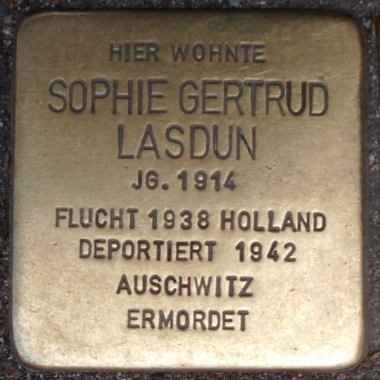 Stolperstein dedicated to Sophie Gertrud Lasdun