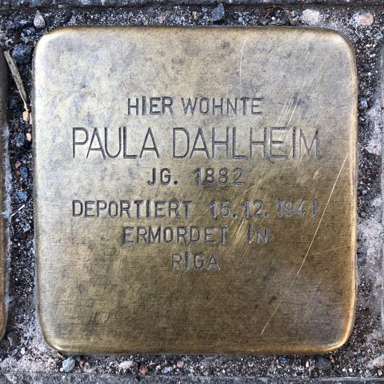 Stolperstein à la mémoire de Paula Dahlheim