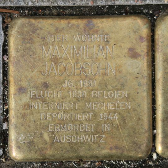 Stolperstein dedicated to Maximilian Jacobsohn