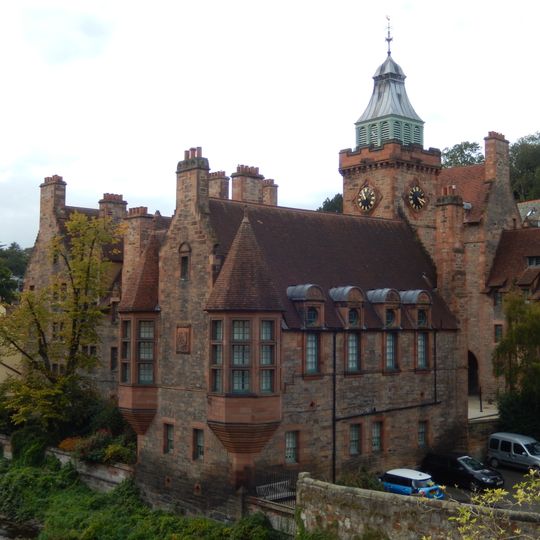 Edinburgh, Dean Village, Damside, 1 Well Court, Woodbarn Hall With Clock Tower