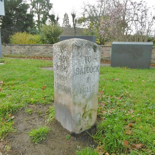 Milestone, Shortmead Street, jct with Ivel Gardens