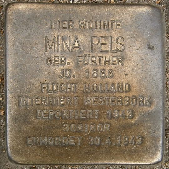 Stolperstein dedicated to Mina Pels