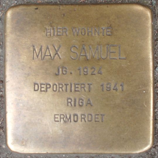 Stolperstein dedicated to Max Samuel