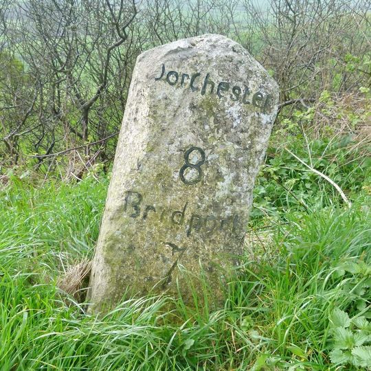 Milestone, 250m W of Litton Cheney turning