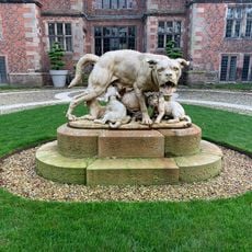 Statue group in forecourt of Dorfold Hall