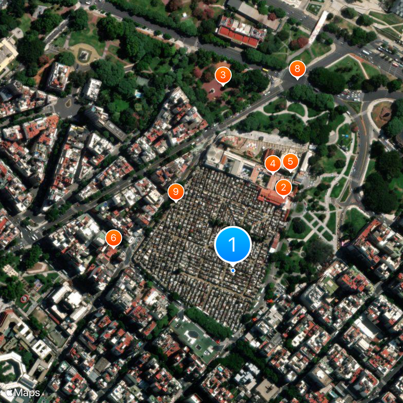 Cementerio de la Recoleta Mapa