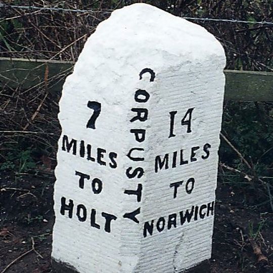 Milestone, on bend c.1/2m S of Corpusty church