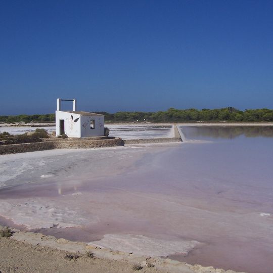 Salt evaporation ponds in Formentera