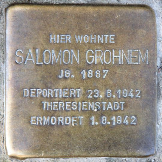 Stolperstein dedicated to Salomon Grohnem