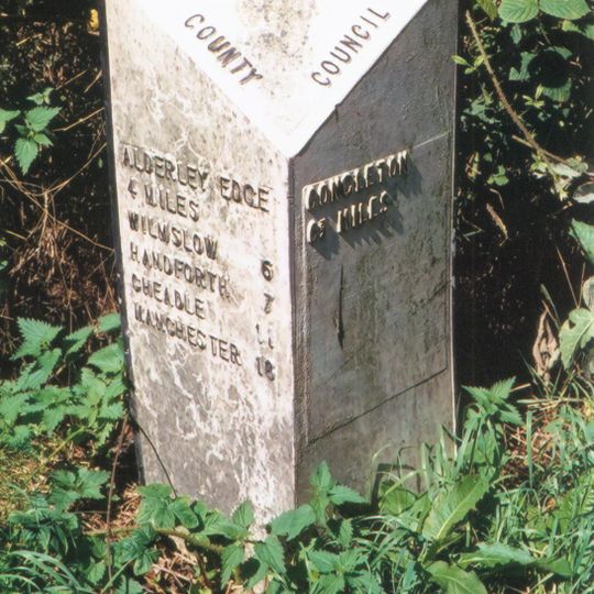 Milepost, N of Redes Mere; S of Capesthorne Park