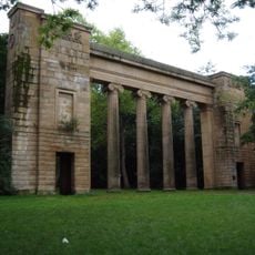 Colonnade by lake to south of Heaton Hall