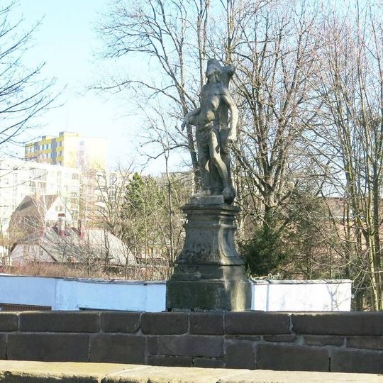 Socha svatého Šebestiána na mostě v Pražské ulici v Rumburku