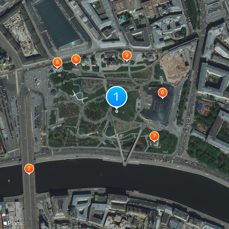 El parque "Zaryadye" Mapa