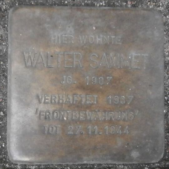 Stolperstein dedicated to Walter Sammet