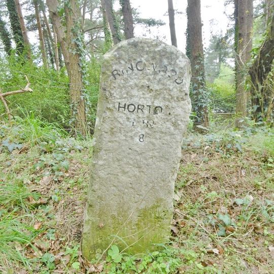 Milestone, St Ives; 120m E of entrance road to St Ives Park