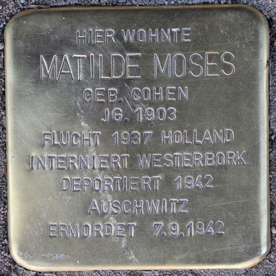 Stolperstein dedicated to Mathilde Moses