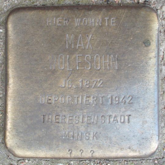 Stolperstein en memoria de Max Wolfsohn
