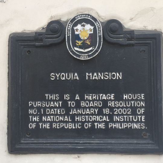 Syquia Mansion historical marker