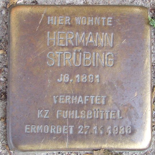 Stolperstein dedicated to Hermann Strübing