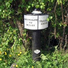 Trent And Mersey Canal canal milepost south of north entrance to Preston Brook Tunnel at SJ 5705 7987
