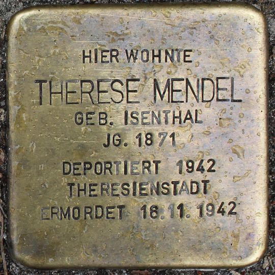 Stolperstein dedicated to Therese Mendel