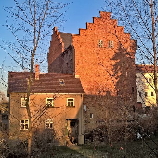 Industriemühle; Industriemühle mit Mühlentechnik und Bruchsteinbrücke Badergasse 5
