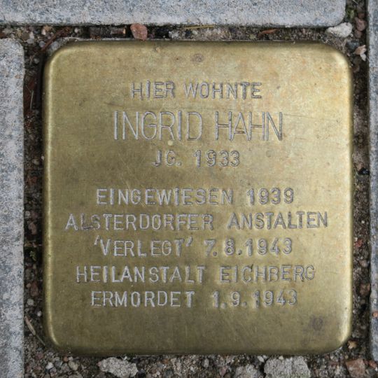 Stolperstein dedicated to Ingrid Hahn