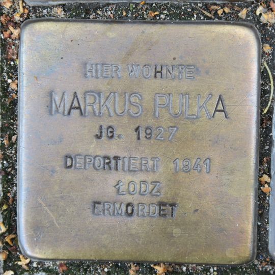Stolperstein dedicated to Markus Pulka