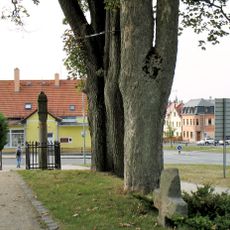 Column shrine and penitence cross in Tachov, T. G. Masaryka
