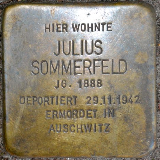 Stolperstein dedicated to Julius Sommerfeld