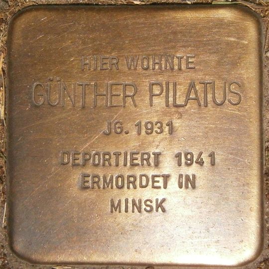 Stolperstein dedicated to Günther Pilatus