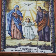 Ceramic panel of the Sacred Family at Sant Josep street