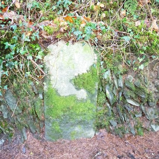 Milestone, Budd's Wood, 500m W of Chelfham viaduct, on riverside road