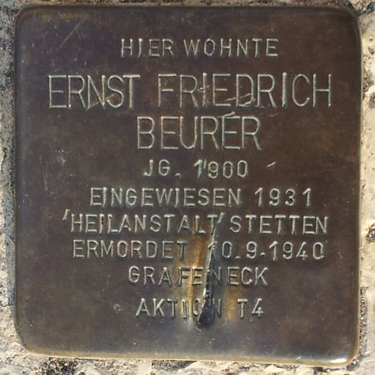 Stolperstein dedicated to Ernst Friedrich Beurer