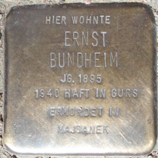 Stolperstein dedicated to Ernst Bundheim