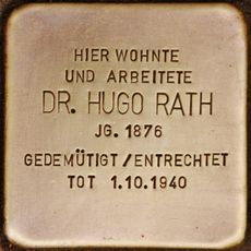 Stolperstein dedicated to Hugo Rath