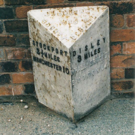 Milepost, Wellington Road, Hazel Grove, just N of studios