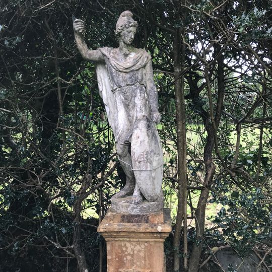 Bust of Augustus and Column at Plas Brondanw Gardens