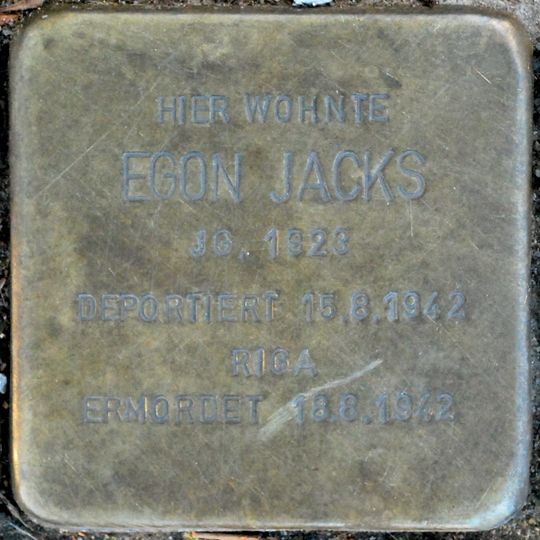 Stolperstein dedicated to Egon Jacks