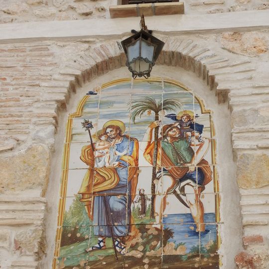 Ceramic panel of Saint Joseph and Saint Christopher
