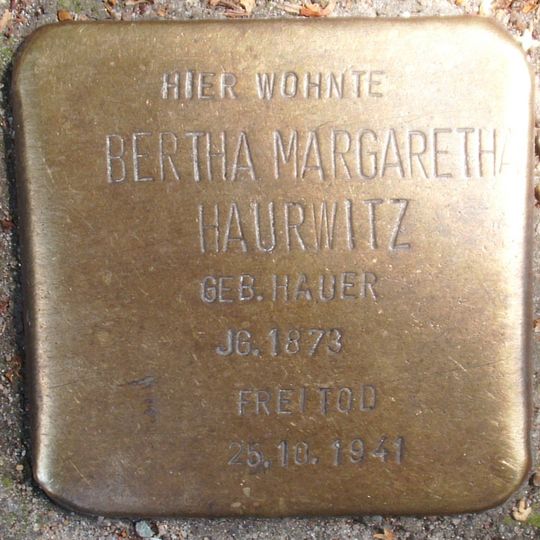 Stolperstein dedicated to Bertha Margaretha Haurwitz