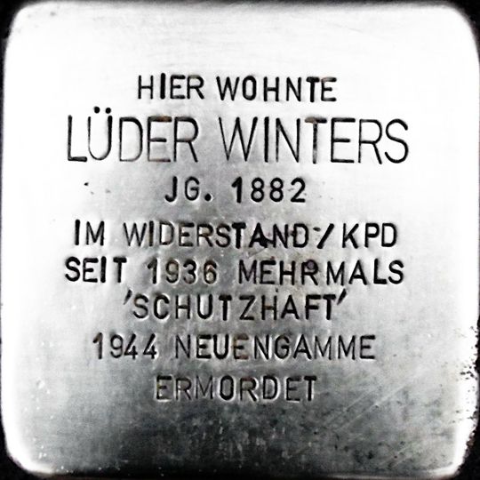 Stolperstein dedicated to Lüder Winters
