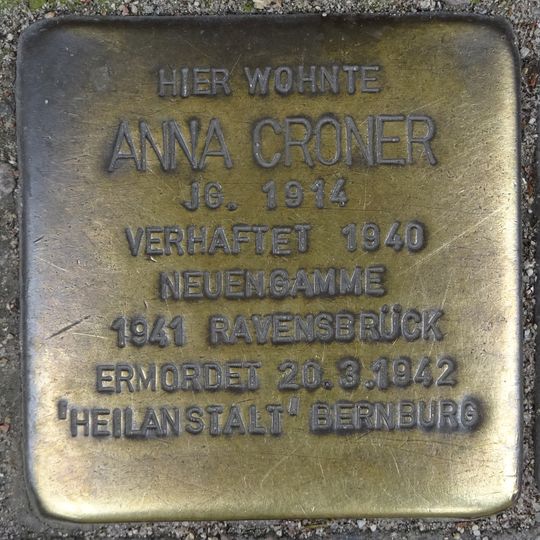 Stolperstein dedicated to Anna Croner